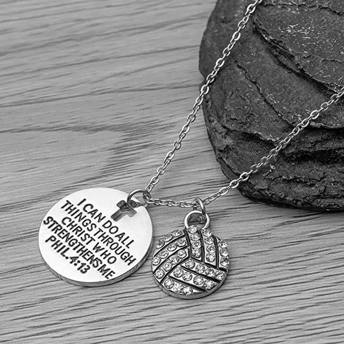 Volleyball Necklace - I Can Do All Things Through Christ Who Strengthens Me